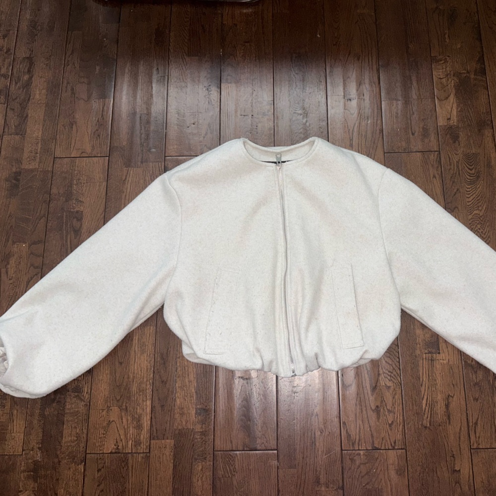 Zara White Bomber Jacket